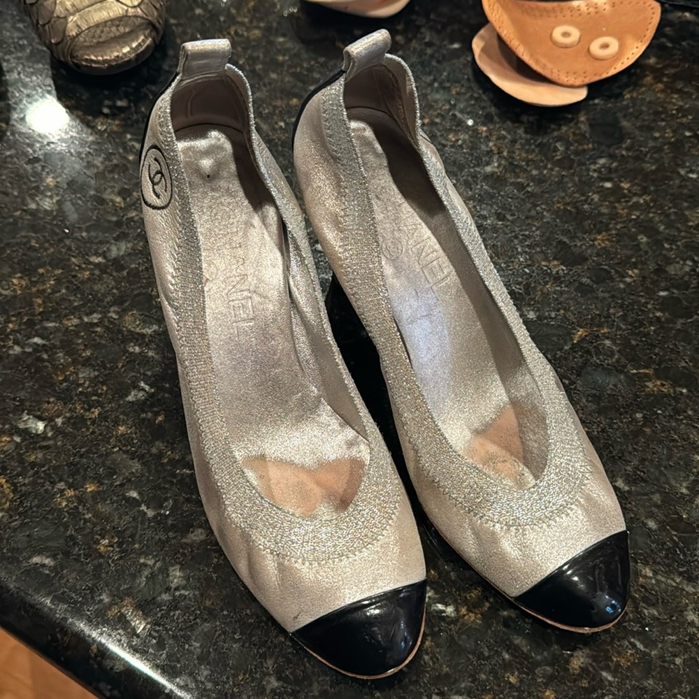 Silver Metallic Chanel Heels